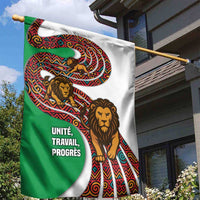 Burundi Lion Tribal Pattern Garden Flag with National Motto Unité Travail Progrès