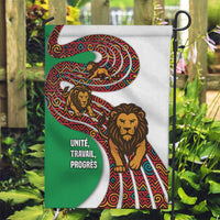 Burundi Lion Tribal Pattern Garden Flag with National Motto Unité Travail Progrès
