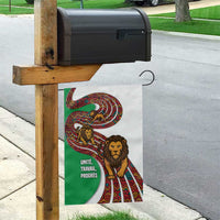 Burundi Lion Tribal Pattern Garden Flag with National Motto Unité Travail Progrès