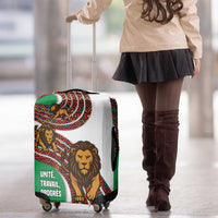 Burundi Lion Tribal Pattern Luggage Cover with National Motto Unité Travail Progrès