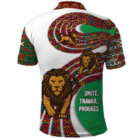 Burundi Lion Tribal Pattern Polo Shirt with National Motto Unité Travail Progrès