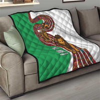 Burundi Lion Tribal Pattern Quilt with National Motto Unité Travail Progrès