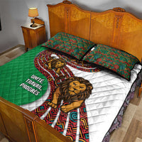 Burundi Lion Tribal Pattern Quilt Bed Set with National Motto Unité Travail Progrès