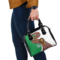 Burundi Lion Tribal Pattern Shoulder Handbag with National Motto Unité Travail Progrès