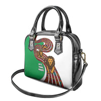 Burundi Lion Tribal Pattern Shoulder Handbag with National Motto Unité Travail Progrès