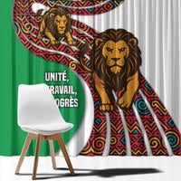Burundi Lion Tribal Pattern Window Curtain with National Motto Unité Travail Progrès
