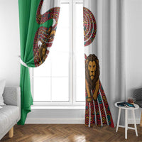 Burundi Lion Tribal Pattern Window Curtain with National Motto Unité Travail Progrès