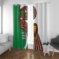 Burundi Lion Tribal Pattern Window Curtain with National Motto Unité Travail Progrès