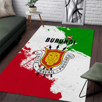 Burundi Flag Area Rug with National Emblem and Motto Unité Travail Progres
