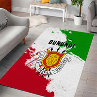 Burundi Flag Area Rug with National Emblem and Motto Unité Travail Progres