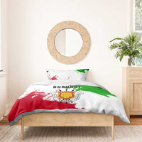 Burundi Flag Bedding Set with National Emblem and Motto Unité Travail Progres