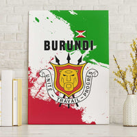 Burundi Flag Canvas Wall Art with National Emblem and Motto Unité Travail Progres