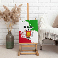 Burundi Flag Canvas Wall Art with National Emblem and Motto Unité Travail Progres