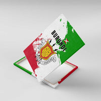 Burundi Flag Canvas Wall Art with National Emblem and Motto Unité Travail Progres