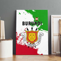 Burundi Flag Canvas Wall Art with National Emblem and Motto Unité Travail Progres