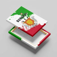 Burundi Flag Canvas Wall Art with National Emblem and Motto Unité Travail Progres