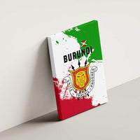 Burundi Flag Canvas Wall Art with National Emblem and Motto Unité Travail Progres