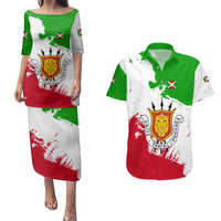 Burundi Flag Couples Matching Puletasi and Hawaiian Shirt with National Emblem and Motto Unité Travail Progres