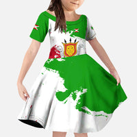 Burundi Flag Family Matching Off The Shoulder Long Sleeve Dress and Hawaiian Shirt with National Emblem and Motto Unité Travail Progres