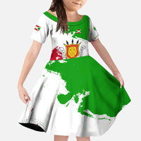 Burundi Flag Family Matching Off Shoulder Maxi Dress and Hawaiian Shirt with National Emblem and Motto Unité Travail Progres