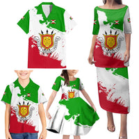 Burundi Flag Family Matching Puletasi and Hawaiian Shirt with National Emblem and Motto Unité Travail Progres