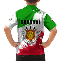 Burundi Flag Family Matching Summer Maxi Dress and Hawaiian Shirt with National Emblem and Motto Unité Travail Progres