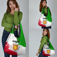Burundi Flag Grocery Bag with National Emblem and Motto Unité Travail Progres