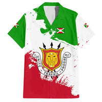 Burundi Flag Hawaiian Shirt with National Emblem and Motto Unité Travail Progres