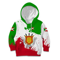 Burundi Flag Kid Hoodie with National Emblem and Motto Unité Travail Progres