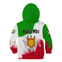 Burundi Flag Kid Hoodie with National Emblem and Motto Unité Travail Progres