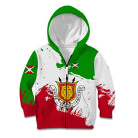 Burundi Flag Kid Hoodie with National Emblem and Motto Unité Travail Progres