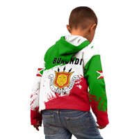 Burundi Flag Kid Hoodie with National Emblem and Motto Unité Travail Progres