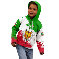 Burundi Flag Kid Hoodie with National Emblem and Motto Unité Travail Progres
