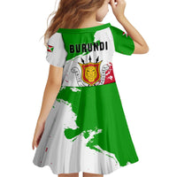 Burundi Flag Kid Short Sleeve Dress with National Emblem and Motto Unité Travail Progres
