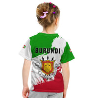 Burundi Flag Kid T Shirt with National Emblem and Motto Unité Travail Progres