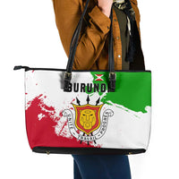 Burundi Flag Leather Tote Bag with National Emblem and Motto Unité Travail Progres