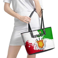 Burundi Flag Leather Tote Bag with National Emblem and Motto Unité Travail Progres