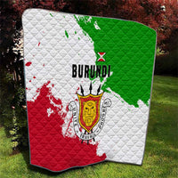 Burundi Flag Quilt with National Emblem and Motto Unité Travail Progres