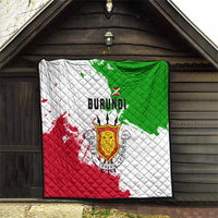 Burundi Flag Quilt with National Emblem and Motto Unité Travail Progres