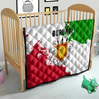 Burundi Flag Quilt with National Emblem and Motto Unité Travail Progres