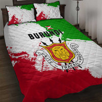 Burundi Flag Quilt Bed Set with National Emblem and Motto Unité Travail Progres