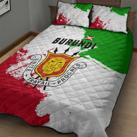 Burundi Flag Quilt Bed Set with National Emblem and Motto Unité Travail Progres