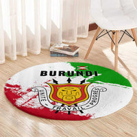 Burundi Flag Round Carpet with National Emblem and Motto Unité Travail Progres