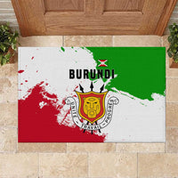 Burundi Flag Rubber Doormat with National Emblem and Motto Unité Travail Progres