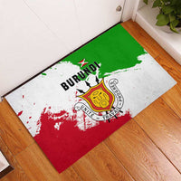 Burundi Flag Rubber Doormat with National Emblem and Motto Unité Travail Progres