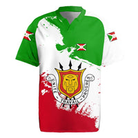 Burundi Flag Rugby Jersey with National Emblem and Motto Unité Travail Progres