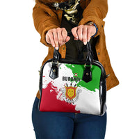 Burundi Flag Shoulder Handbag with National Emblem and Motto Unité Travail Progres