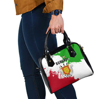 Burundi Flag Shoulder Handbag with National Emblem and Motto Unité Travail Progres