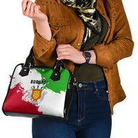Burundi Flag Shoulder Handbag with National Emblem and Motto Unité Travail Progres