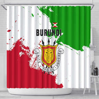 Burundi Flag Shower Curtain with National Emblem and Motto Unité Travail Progres